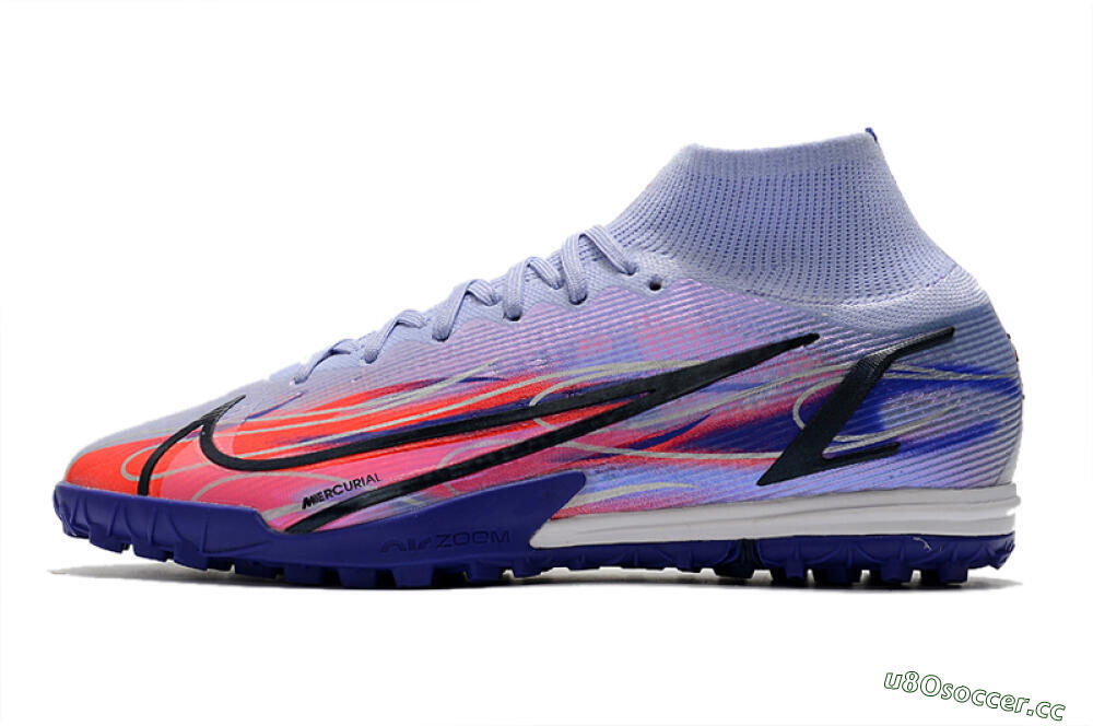 Men's Nike Mercurial Superfly 8 Elite TF Artificial Turf High-Tops Football Shoes - Blue/Red/Black 0