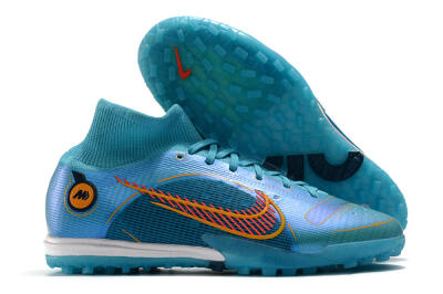 Men's Nike Mercurial Superfly 8 Elite TF Artificial Turf High-Tops Football Shoes - Blue/Red/Yellow