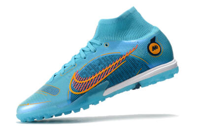Men's Nike Mercurial Superfly 8 Elite TF Artificial Turf High-Tops Football Shoes - Blue/Red/Yellow