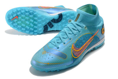 Men's Nike Mercurial Superfly 8 Elite TF Artificial Turf High-Tops Football Shoes - Blue/Red/Yellow