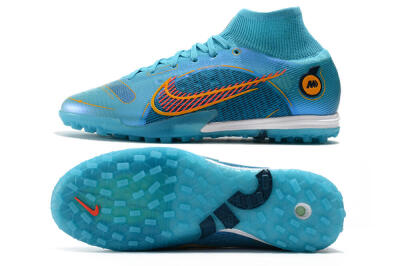 Men's Nike Mercurial Superfly 8 Elite TF Artificial Turf High-Tops Football Shoes - Blue/Red/Yellow