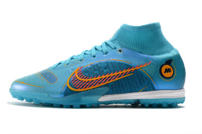 Men's Nike Mercurial Superfly 8 Elite TF Artificial Turf High-Tops Football Shoes - Blue/Red/Yellow