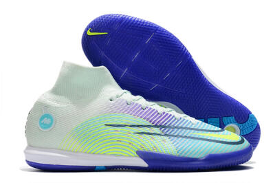 Men's Nike Mercurial Superfly 8 Elite IC Indoor & Futsal High-Tops Football Shoes - Jade/Yellow/Purple