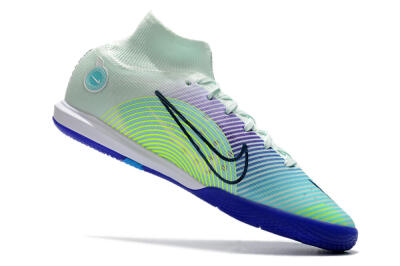 Men's Nike Mercurial Superfly 8 Elite IC Indoor & Futsal High-Tops Football Shoes - Jade/Yellow/Purple
