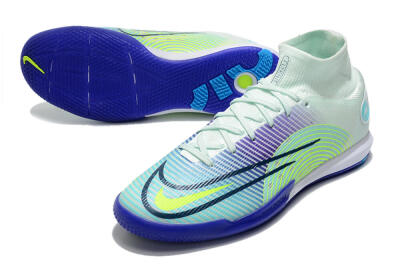 Men's Nike Mercurial Superfly 8 Elite IC Indoor & Futsal High-Tops Football Shoes - Jade/Yellow/Purple
