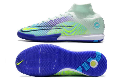 Men's Nike Mercurial Superfly 8 Elite IC Indoor & Futsal High-Tops Football Shoes - Jade/Yellow/Purple