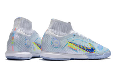 Men's Nike Mercurial Superfly 8 Elite IC Indoor & Futsal High-Tops Football Shoes - White/Blue/Yellow