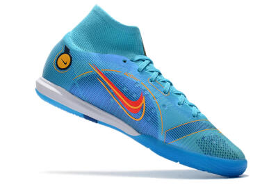Men's Nike Mercurial Superfly 8 Elite IC Indoor & Futsal High-Tops Football Shoes - Blue/Red/Yellow
