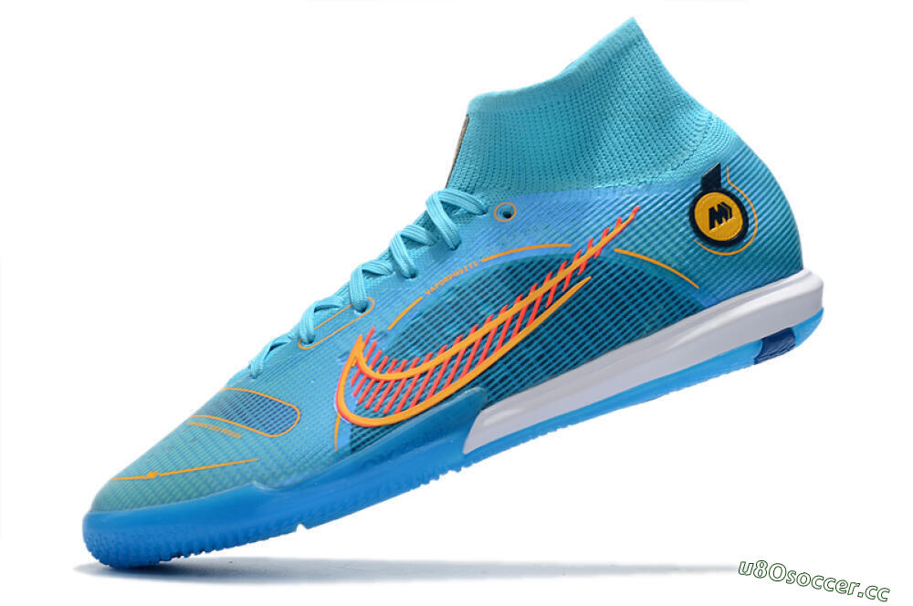 Men's Nike Mercurial Superfly 8 Elite IC Indoor & Futsal High-Tops Football Shoes - Blue/Red/Yellow 5