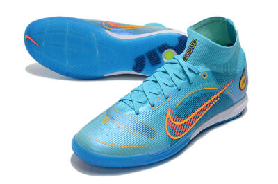 Men's Nike Mercurial Superfly 8 Elite IC Indoor & Futsal High-Tops Football Shoes - Blue/Red/Yellow