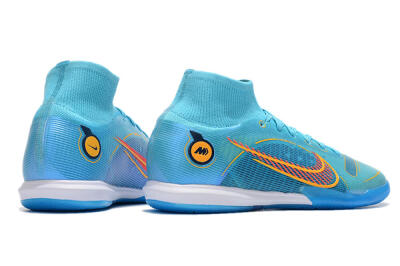 Men's Nike Mercurial Superfly 8 Elite IC Indoor & Futsal High-Tops Football Shoes - Blue/Red/Yellow