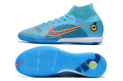 Men's Nike Mercurial Superfly 8 Elite IC Indoor & Futsal High-Tops Football Shoes - Blue/Red/Yellow