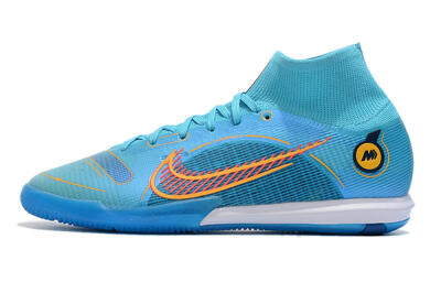 Men's Nike Mercurial Superfly 8 Elite IC Indoor & Futsal High-Tops Football Shoes - Blue/Red/Yellow