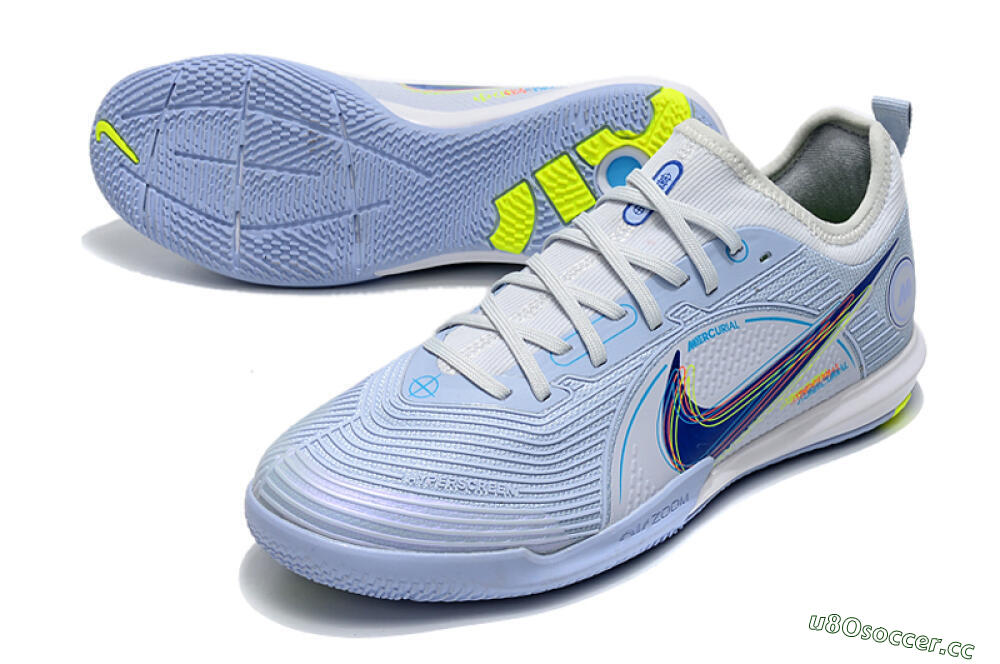 Men's Nike Mercurial Vapor 14 Pro IC Indoor & Futsal Low-Tops Football Shoes - White/Blue/Yellow 3