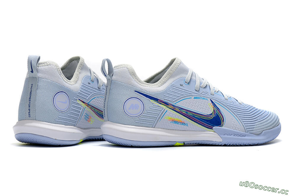 Men's Nike Mercurial Vapor 14 Pro IC Indoor & Futsal Low-Tops Football Shoes - White/Blue/Yellow 6