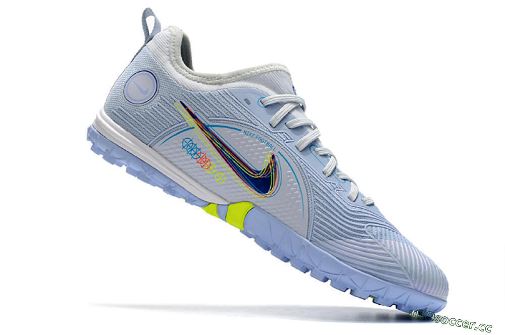 Men's Nike Mercurial Vapor 14 Pro TF Artificial Turf Low-Tops Football Shoes - White/Blue/Yellow 4