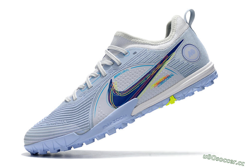 Men's Nike Mercurial Vapor 14 Pro TF Artificial Turf Low-Tops Football Shoes - White/Blue/Yellow 5