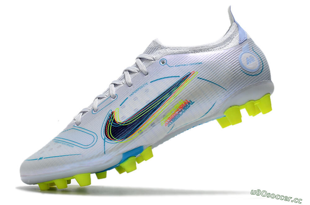 Men's Nike Mercurial Vapor 14 Elite AG Artificial Grass Low-Tops Football Boots - White/Blue/Yellow 5
