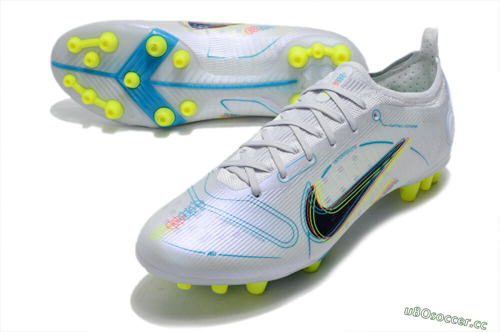 Men's Nike Mercurial Vapor 14 Elite AG Artificial Grass Low-Tops Football Boots - White/Blue/Yellow 3