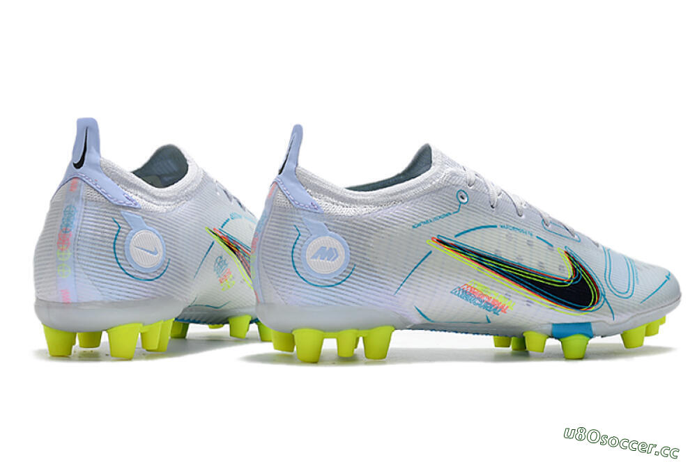 Men's Nike Mercurial Vapor 14 Elite AG Artificial Grass Low-Tops Football Boots - White/Blue/Yellow 6
