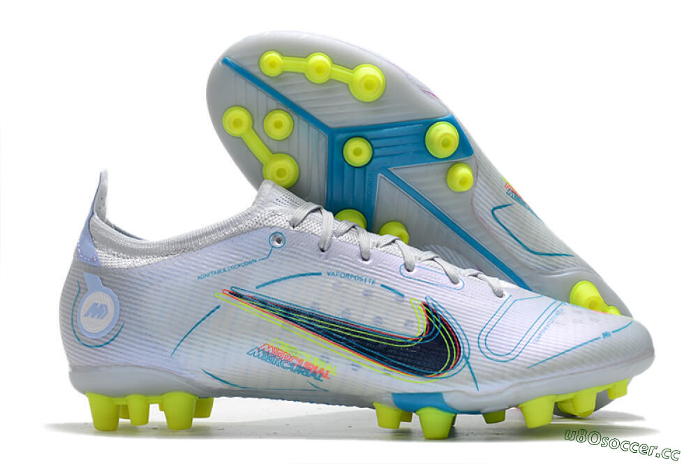 Men's Nike Mercurial Vapor 14 Elite AG Artificial Grass Low-Tops Football Boots - White/Blue/Yellow 2