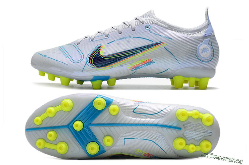 Men's Nike Mercurial Vapor 14 Elite AG Artificial Grass Low-Tops Football Boots - White/Blue/Yellow 1