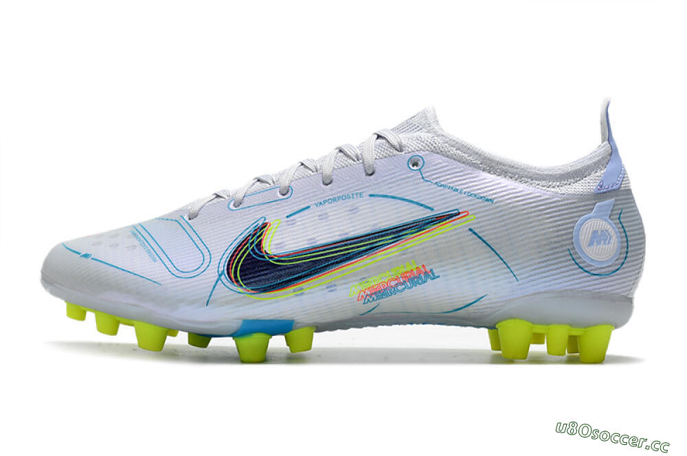 Men's Nike Mercurial Vapor 14 Elite AG Artificial Grass Low-Tops Football Boots - White/Blue/Yellow 0