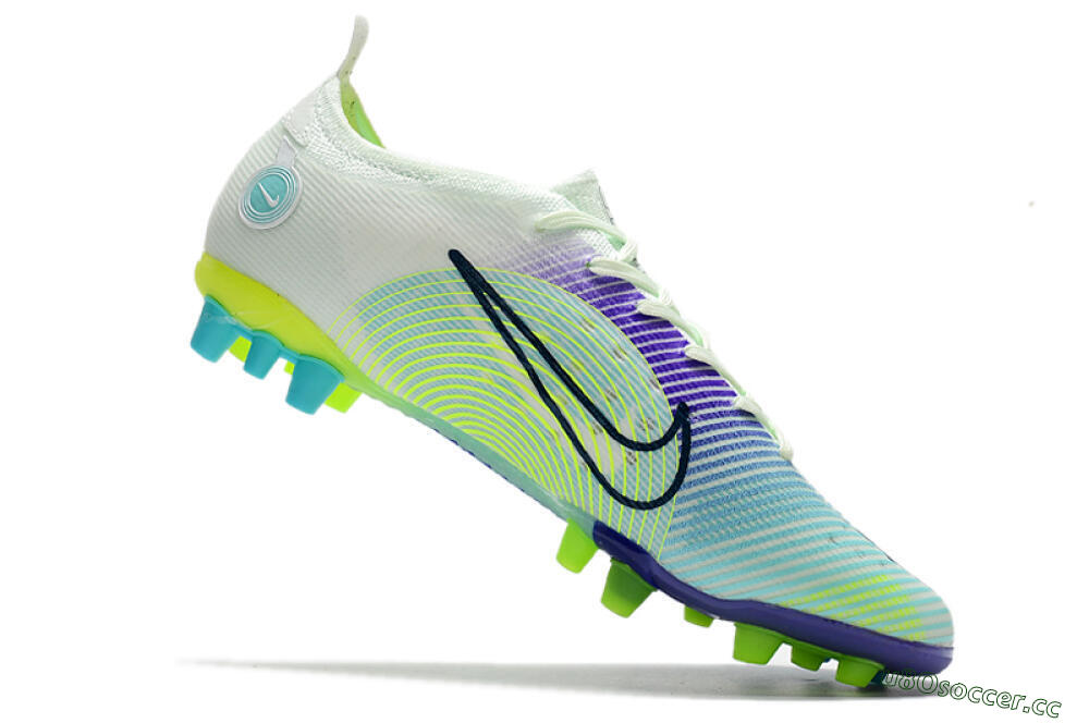 Men's Nike Mercurial Vapor 14 Elite AG Artificial Grass Low-Tops Football Boots - Jade/Yellow/Purple 4