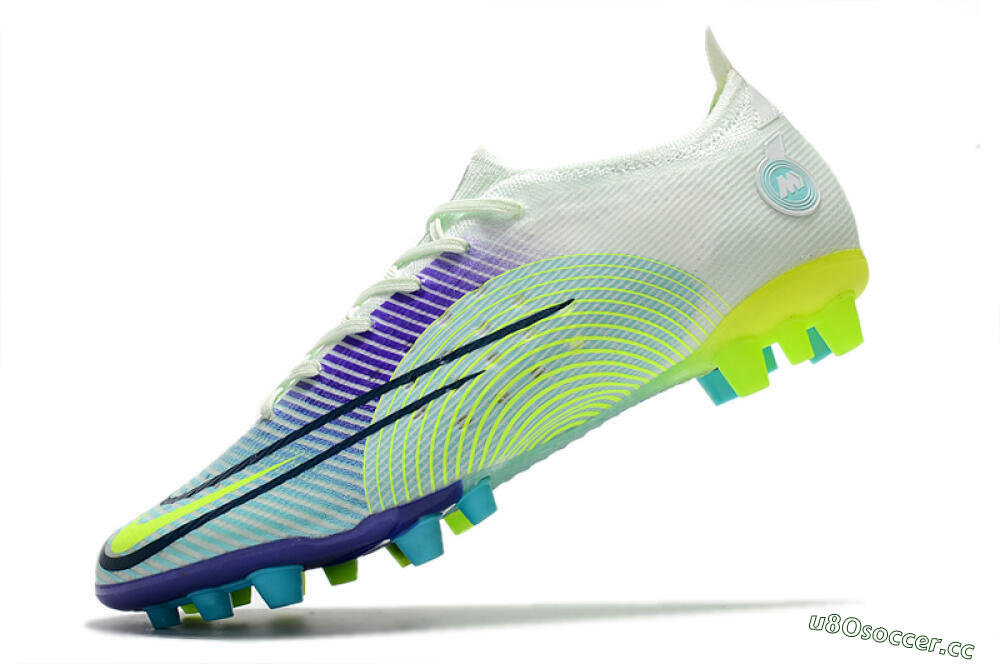 Men's Nike Mercurial Vapor 14 Elite AG Artificial Grass Low-Tops Football Boots - Jade/Yellow/Purple 5