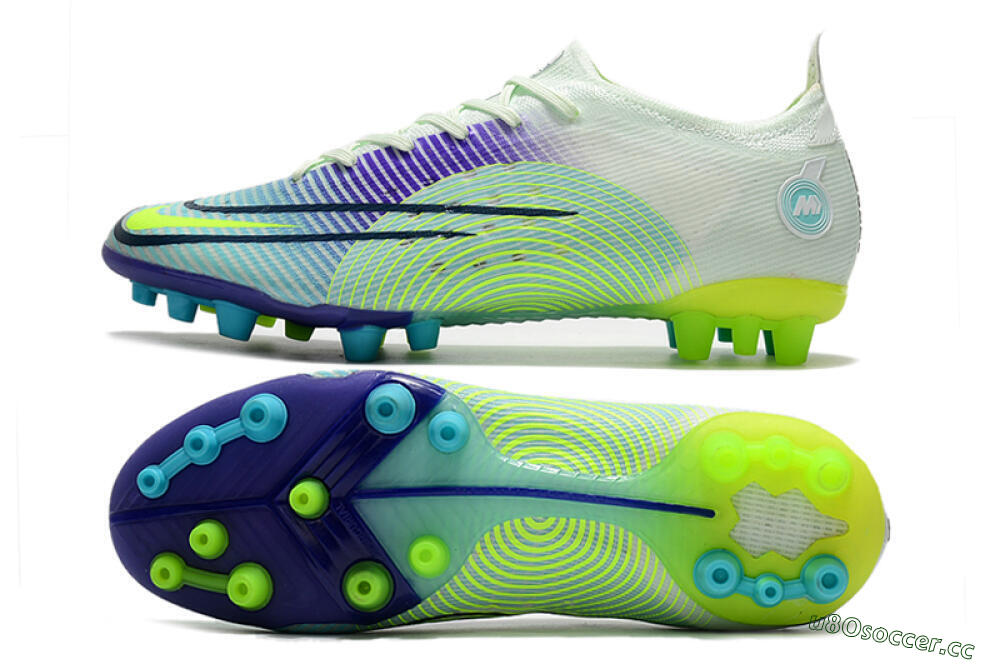 Men's Nike Mercurial Vapor 14 Elite AG Artificial Grass Low-Tops Football Boots - Jade/Yellow/Purple 1