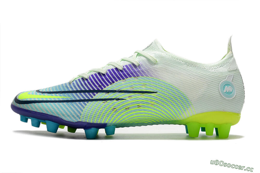 Men's Nike Mercurial Vapor 14 Elite AG Artificial Grass Low-Tops Football Boots - Jade/Yellow/Purple 0