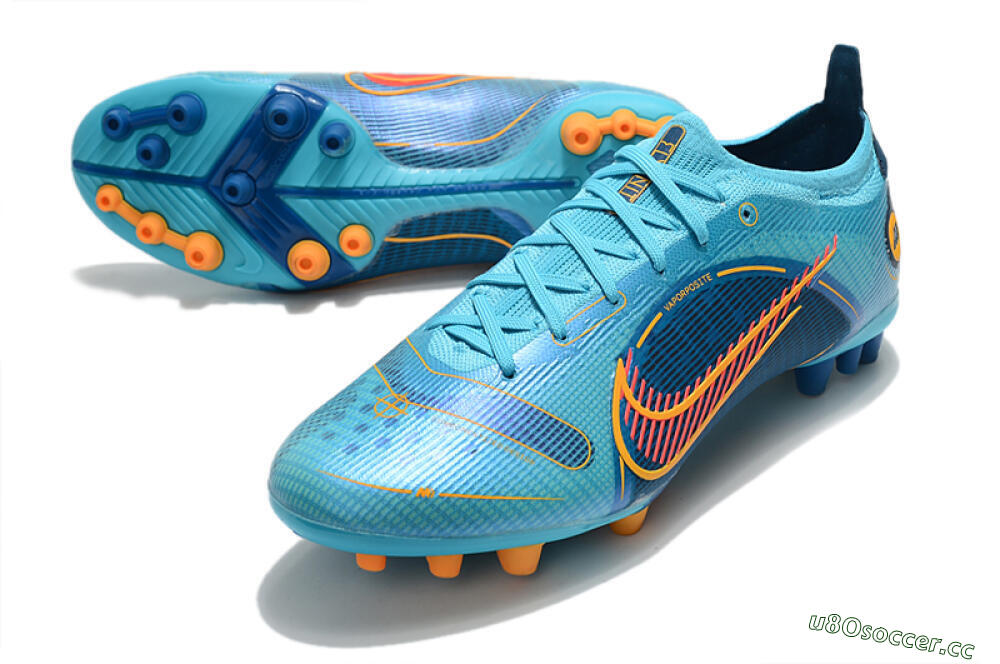 Men's Nike Mercurial Vapor 14 Elite AG Artificial Grass Low-Tops Football Boots - Blue/Red/Yellow 3