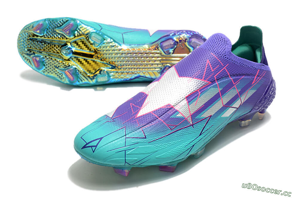 Men's Adidas X Speedflow+ FG Firm Ground Low-Tops Football Boots - Jade/Purple/Pink 3