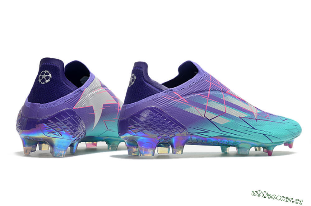 Men's Adidas X Speedflow+ FG Firm Ground Low-Tops Football Boots - Jade/Purple/Pink 6