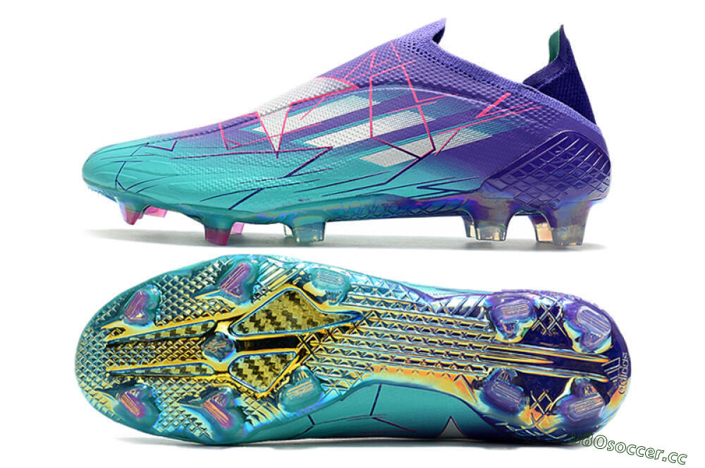 Men's Adidas X Speedflow+ FG Firm Ground Low-Tops Football Boots - Jade/Purple/Pink 1