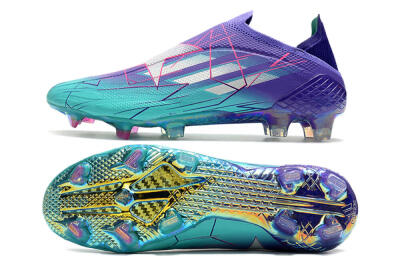 Men's Adidas X Speedflow+ FG Firm Ground Low-Tops Football Boots - Jade/Purple/Pink
