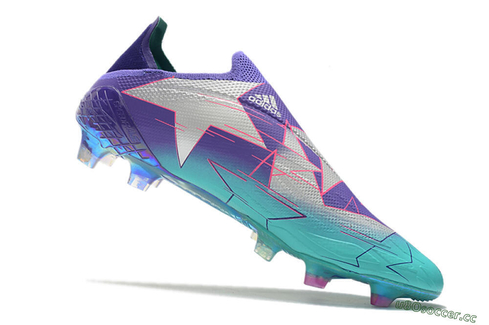 Men's Adidas X Speedflow+ FG Firm Ground Low-Tops Football Boots - Jade/Purple/Pink 4