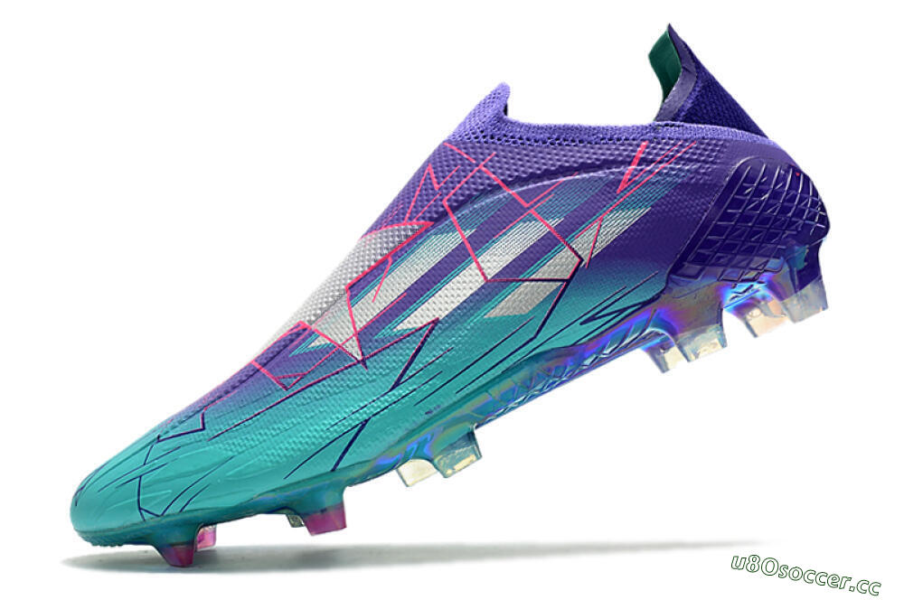 Men's Adidas X Speedflow+ FG Firm Ground Low-Tops Football Boots - Jade/Purple/Pink 5