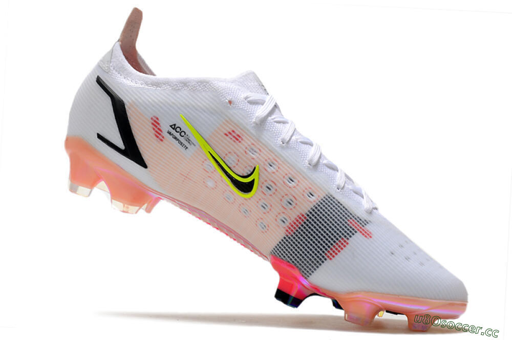 Men's Nike Mercurial Vapor 14 Elite FG Firm Ground Low-Tops Football Boots - White/Pink/Black/Gold 4