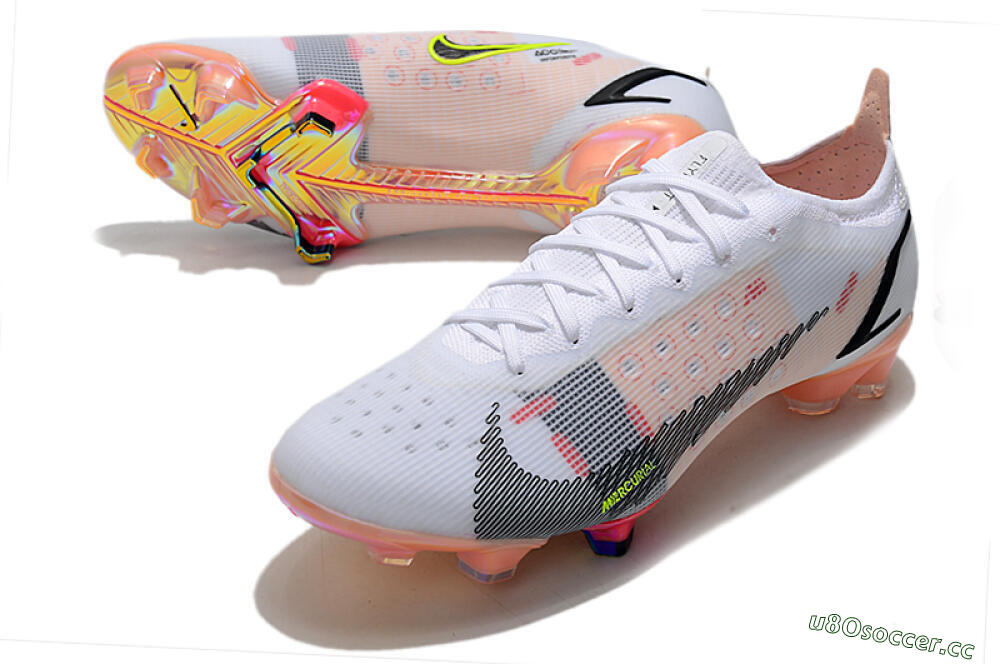 Men's Nike Mercurial Vapor 14 Elite FG Firm Ground Low-Tops Football Boots - White/Pink/Black/Gold 3
