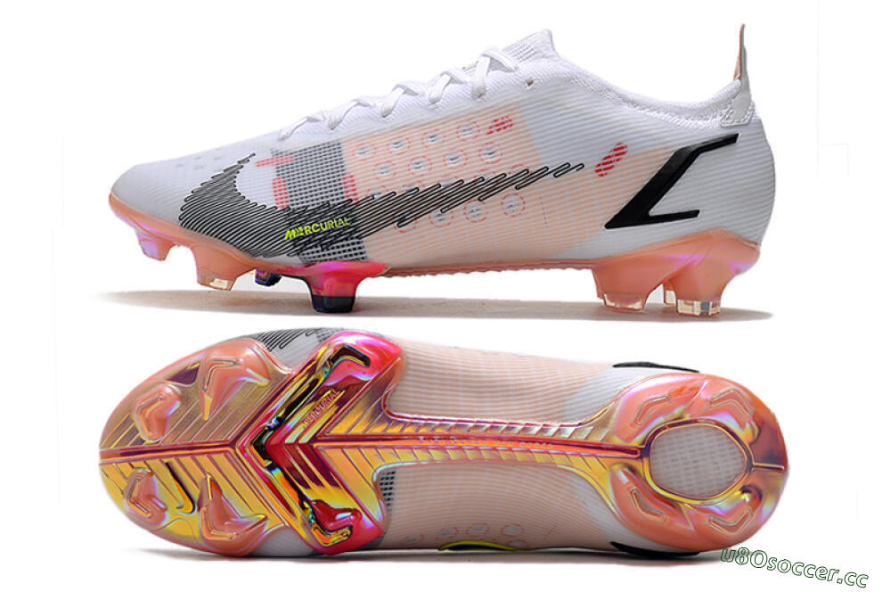 Men's Nike Mercurial Vapor 14 Elite FG Firm Ground Low-Tops Football Boots - White/Pink/Black/Gold 1