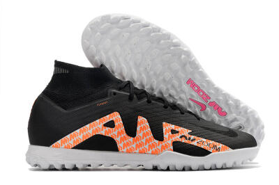 Men's Nike Air Zoom Mercurial Superfly 9 Elite TF Artificial Turf High-Tops Football Shoes - Black/Orange/White