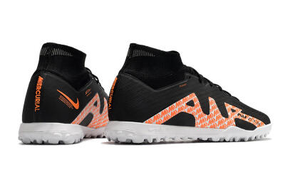 Men's Nike Air Zoom Mercurial Superfly 9 Elite TF Artificial Turf High-Tops Football Shoes - Black/Orange/White