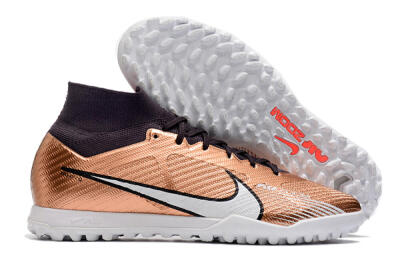 Men's Nike Air Zoom Mercurial Superfly 9 Elite TF Artificial Turf High-Tops Football Shoes - Gold/White/Black