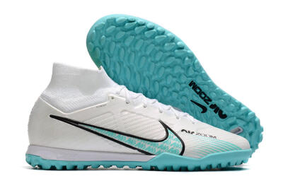 Men's Nike Air Zoom Mercurial Superfly 9 Elite TF Artificial Turf High-Tops Football Shoes - White/Jade/Black