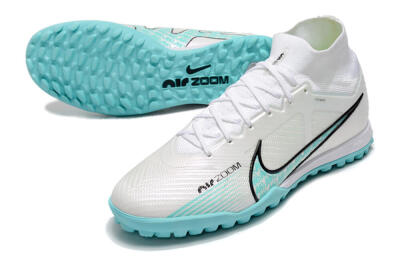 Men's Nike Air Zoom Mercurial Superfly 9 Elite TF Artificial Turf High-Tops Football Shoes - White/Jade/Black