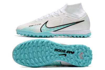 Men's Nike Air Zoom Mercurial Superfly 9 Elite TF Artificial Turf High-Tops Football Shoes - White/Jade/Black