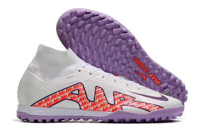 Men's Nike Air Zoom Mercurial Superfly 9 Elite TF Artificial Turf High-Tops Football Shoes - White/Red/Purple