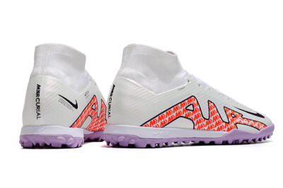 Men's Nike Air Zoom Mercurial Superfly 9 Elite TF Artificial Turf High-Tops Football Shoes - White/Red/Purple