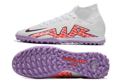 Men's Nike Air Zoom Mercurial Superfly 9 Elite TF Artificial Turf High-Tops Football Shoes - White/Red/Purple